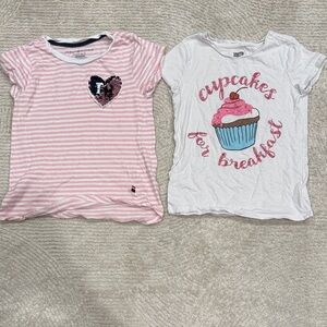 BUNDLE⭐️ Pink Striped Tee and Cupcake Graphic Tee